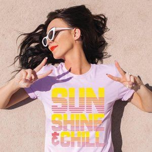 New Bella Canvas Short-Sleeve Graphic Tee Shirt "Sun Shine + Chill" sz XL